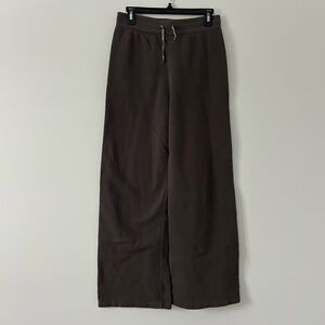 Raquel Allegra Grey Brown High Rise Wide Leg Pull On Cotton Casual Sweatpants M